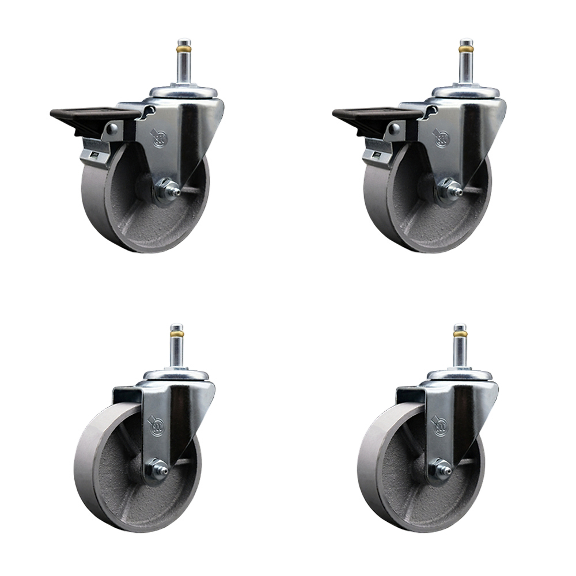 Service Caster, 4in. x 1 1/2in. Stem Casters, Wheel Diameter 4 in, Caster Type Swivel, Package (qty.) 4, Model# SCC-GR20S415-SSR-PLB-716138-2-S-2